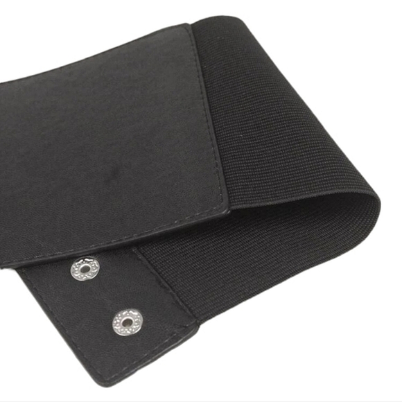 Asymmetrical Black Structured Wide Width Belt - Picture 3 of 3